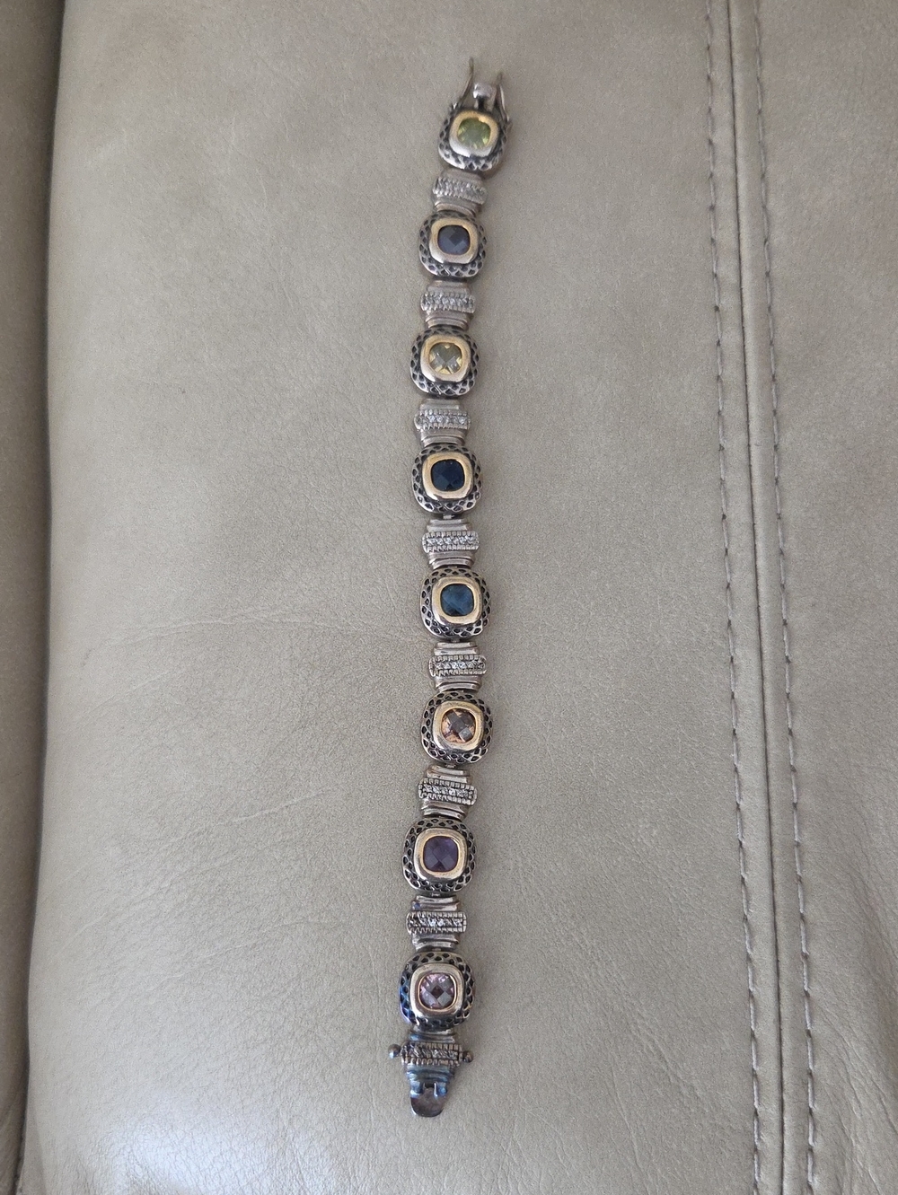 Silver Color Multi-colored Tennis Bracelet - Mixed Colors Rare Design